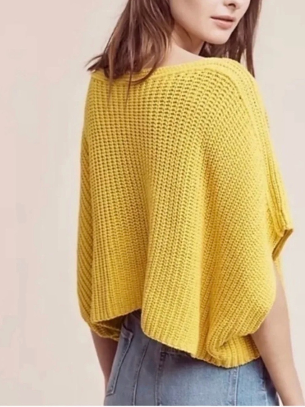 Moth Anthropologie mustard yellow poncho sweater top